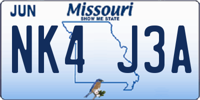MO license plate NK4J3A