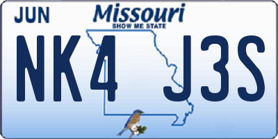 MO license plate NK4J3S