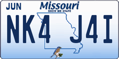 MO license plate NK4J4I