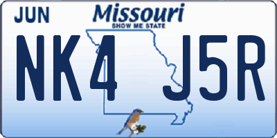 MO license plate NK4J5R