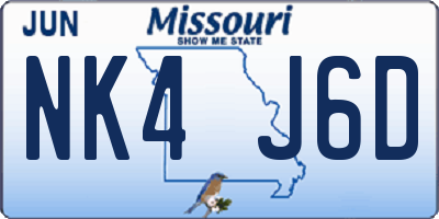 MO license plate NK4J6D