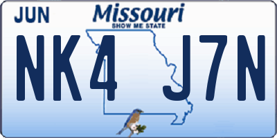 MO license plate NK4J7N