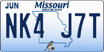 MO license plate NK4J7T