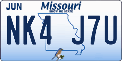 MO license plate NK4J7U