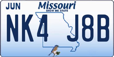 MO license plate NK4J8B