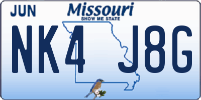 MO license plate NK4J8G