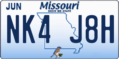 MO license plate NK4J8H