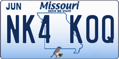 MO license plate NK4K0Q