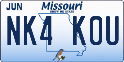 MO license plate NK4K0U