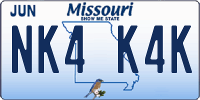 MO license plate NK4K4K