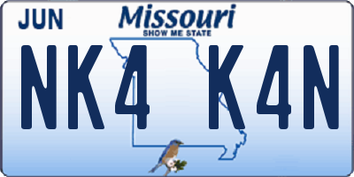 MO license plate NK4K4N