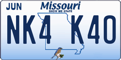 MO license plate NK4K4O
