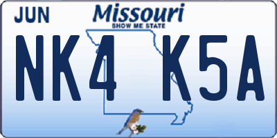 MO license plate NK4K5A