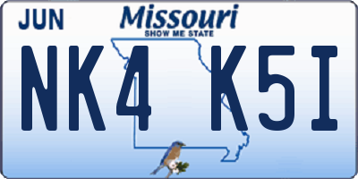 MO license plate NK4K5I
