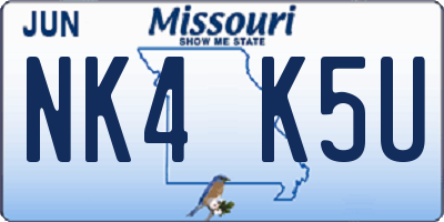 MO license plate NK4K5U