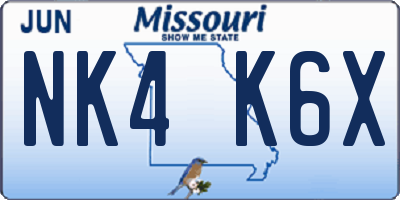 MO license plate NK4K6X