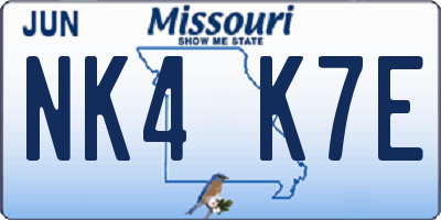 MO license plate NK4K7E