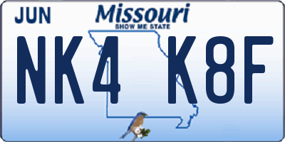 MO license plate NK4K8F