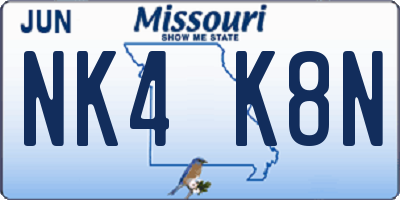 MO license plate NK4K8N
