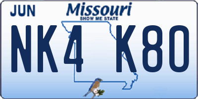 MO license plate NK4K8O