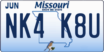 MO license plate NK4K8U