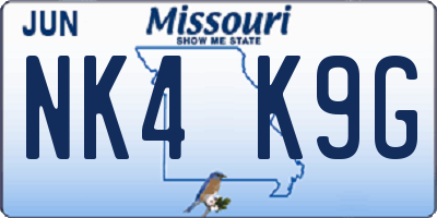 MO license plate NK4K9G