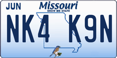 MO license plate NK4K9N