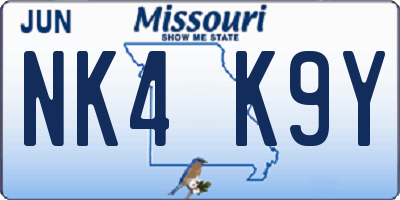 MO license plate NK4K9Y