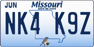MO license plate NK4K9Z