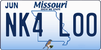 MO license plate NK4L0O