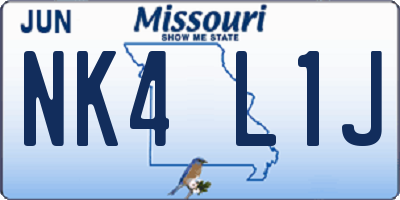 MO license plate NK4L1J