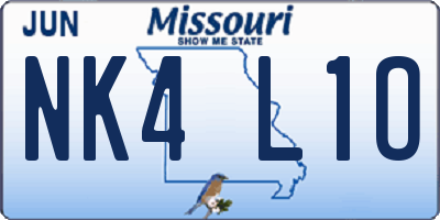 MO license plate NK4L1O