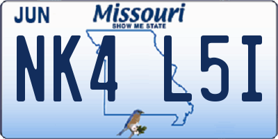 MO license plate NK4L5I