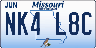 MO license plate NK4L8C