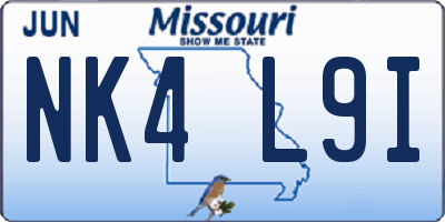 MO license plate NK4L9I