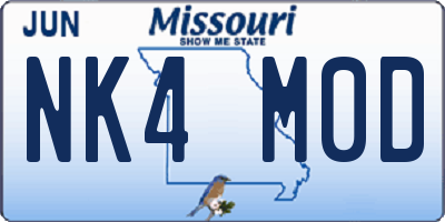 MO license plate NK4M0D