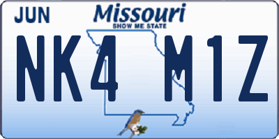 MO license plate NK4M1Z