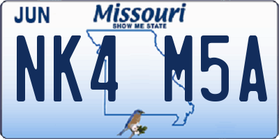 MO license plate NK4M5A