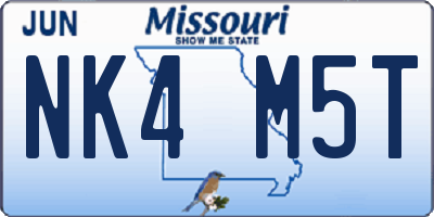 MO license plate NK4M5T