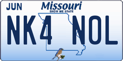 MO license plate NK4N0L