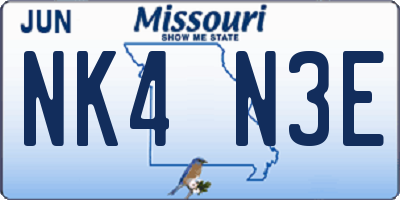 MO license plate NK4N3E