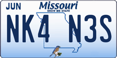 MO license plate NK4N3S