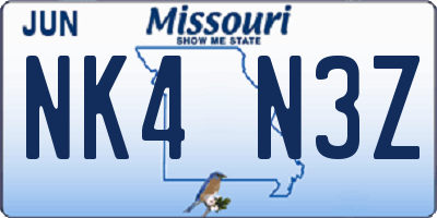MO license plate NK4N3Z