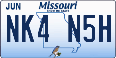MO license plate NK4N5H