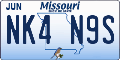 MO license plate NK4N9S