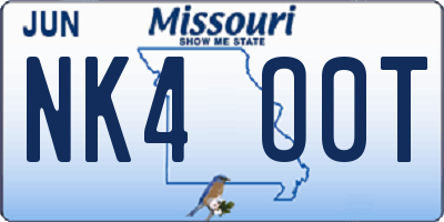 MO license plate NK4O0T