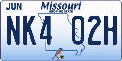 MO license plate NK4O2H