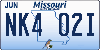 MO license plate NK4O2I