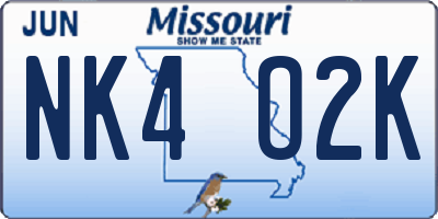MO license plate NK4O2K