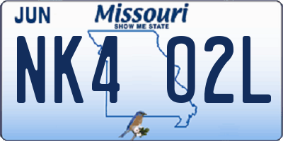MO license plate NK4O2L